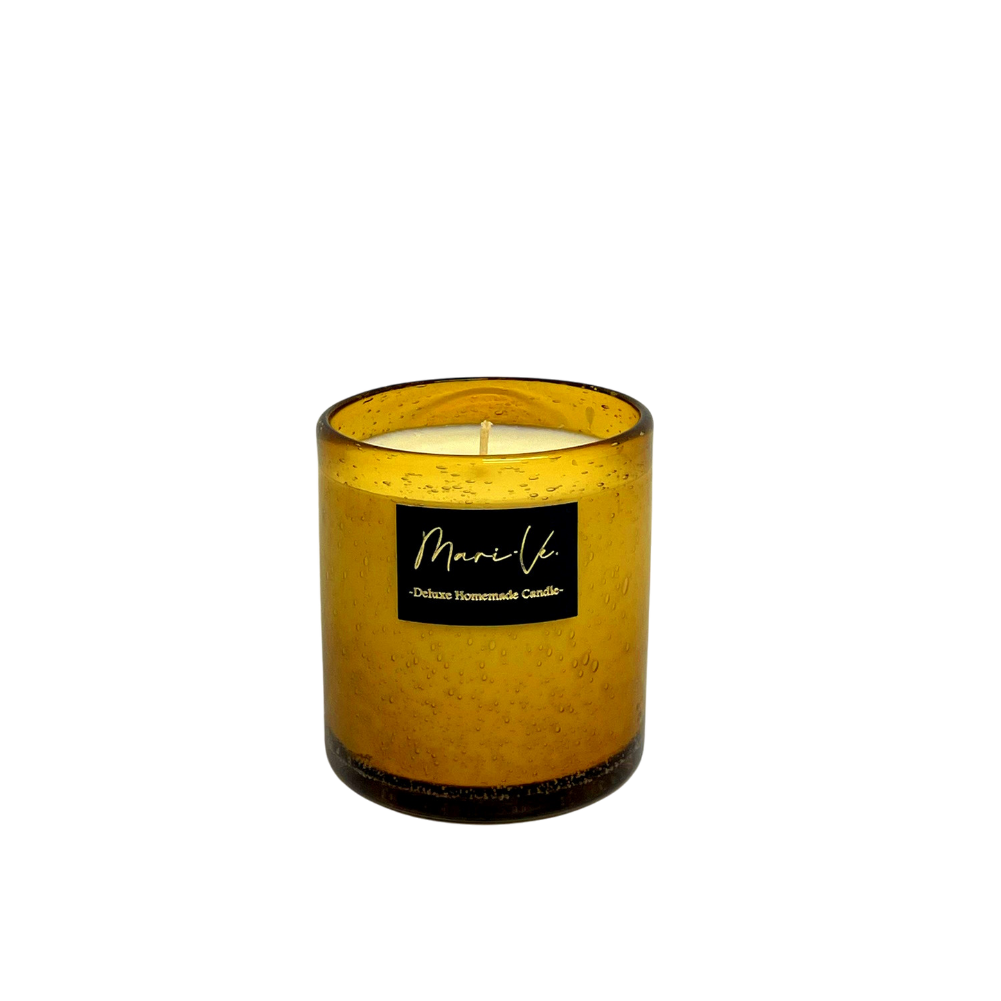 Handgemaakte amberkleurige glazen kandelaar van 450 ml met jasmijngeur, gemaakt van duurzame sojawas – luxe en milieuvriendelijke geurkaars.
