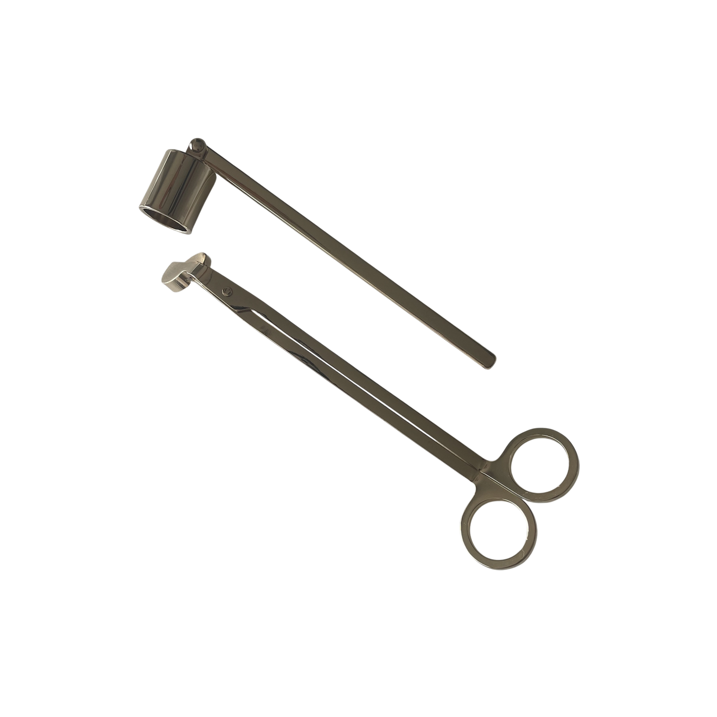Set gouden metalen kaarsen trimmer en dover van Mari-Ve – stijlvol accessoire voor veilig knippen en doven van geurkaarsen