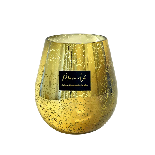 Mari-Ve luxe geurkaars Cashmere in ovale XL-houder van goudspikkelglas – 1200 ml Deluxe Collectie