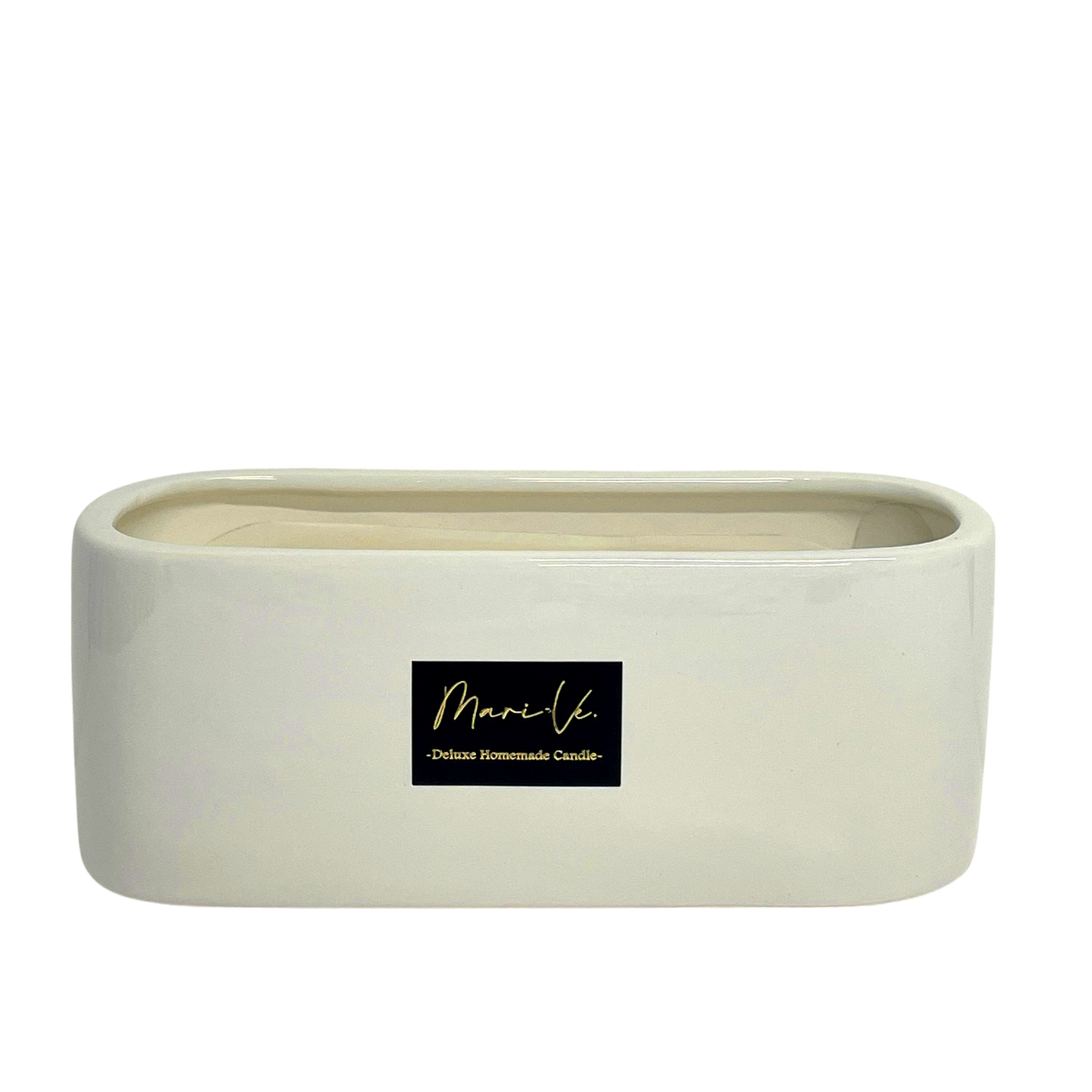 Handgemaakte witte keramische kaarshouder, navulbaar, passend in elk interieur.