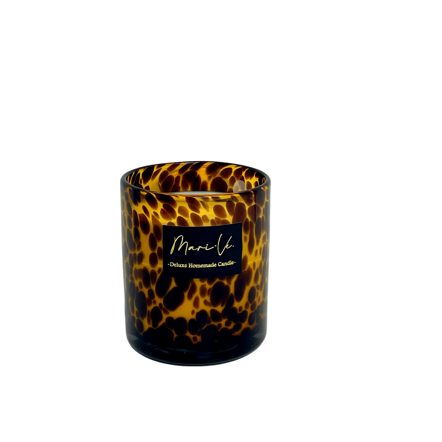 Handgemaakte wild-patroon glazen kandelaar van 450 ml met gedurfde zwarte en bruine vlekken, Coffee Roast geur, gemaakt van duurzame sojawas – luxe en milieuvriendelijke geurkaars.
