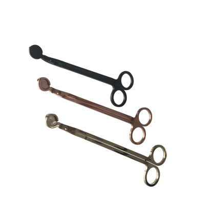 Zwarte - roze - gouden  metalen kaarsen trimmers  van Mari-Ve – stijlvol accessoire voor veilig knippen van geurkaarsen