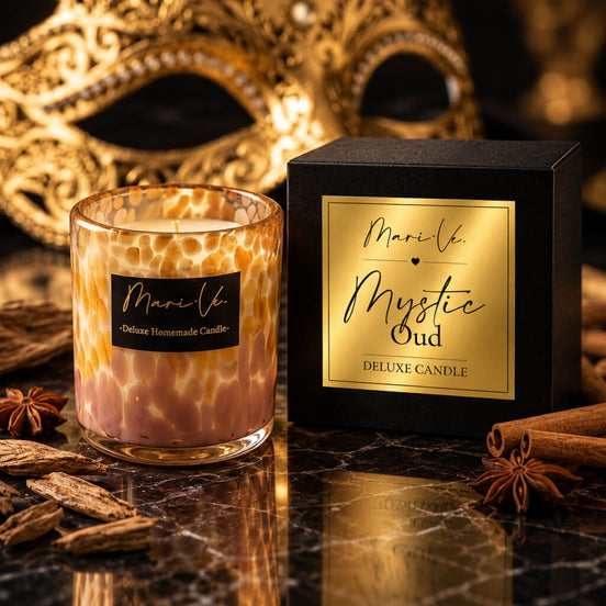 Golden Deluxe Scented Candle – Mystic Oud