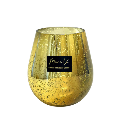  Mari-Ve luxe geurkaars Cashmere in ovale XL-houder van goudspikkelglas – 1200 ml Deluxe Collectie