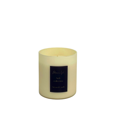 Handgemaakte crème kandelaar met fluweelzachte pioenroos-geur, 450ml.