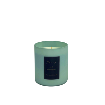Mintgroene kandelaar met peppermint-geur, 450 ml.