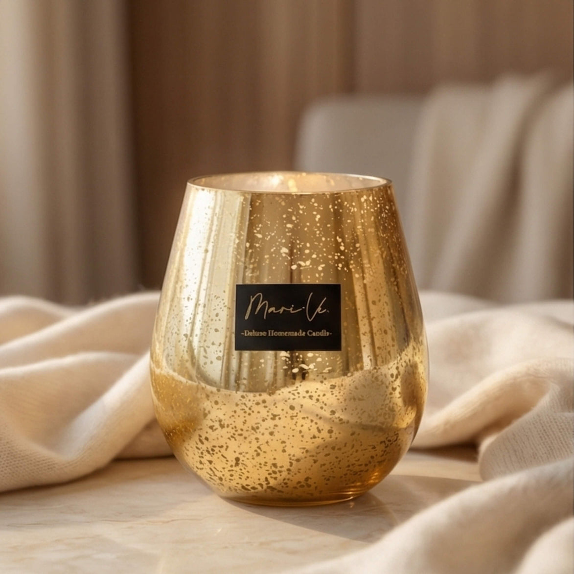Sparkle Gold Oval – Cachemire | Grande Bougie Parfumée Édition | 1200 ml
