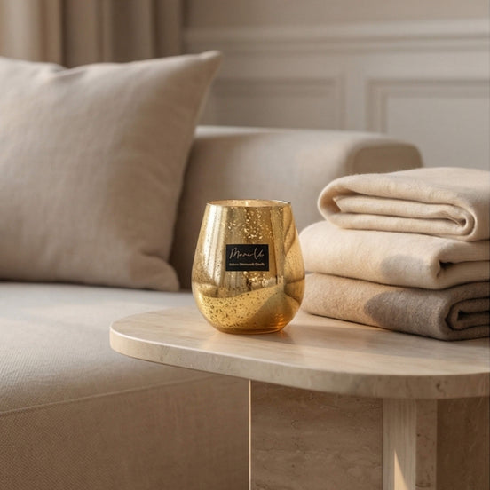 Sparkle Gold Oval – Cashmere | Grand Edition Scented Candle | 1200 ml