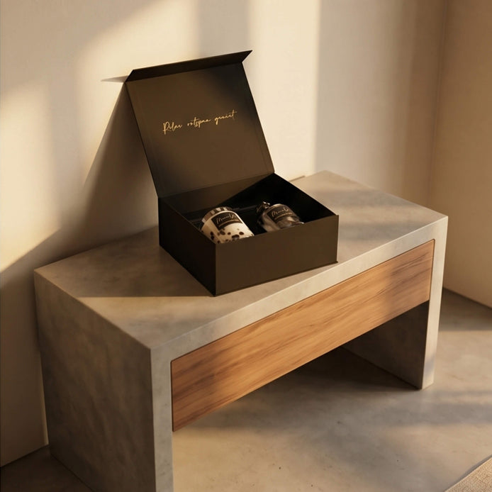 Luxury Gift Box Black & White – Velvet Peony • Scented Candle & Diffuser