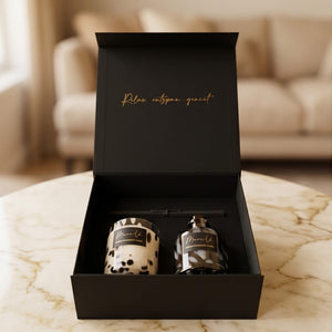 Luxury Gift Box Black & White – Velvet Peony • Scented Candle & Diffuser