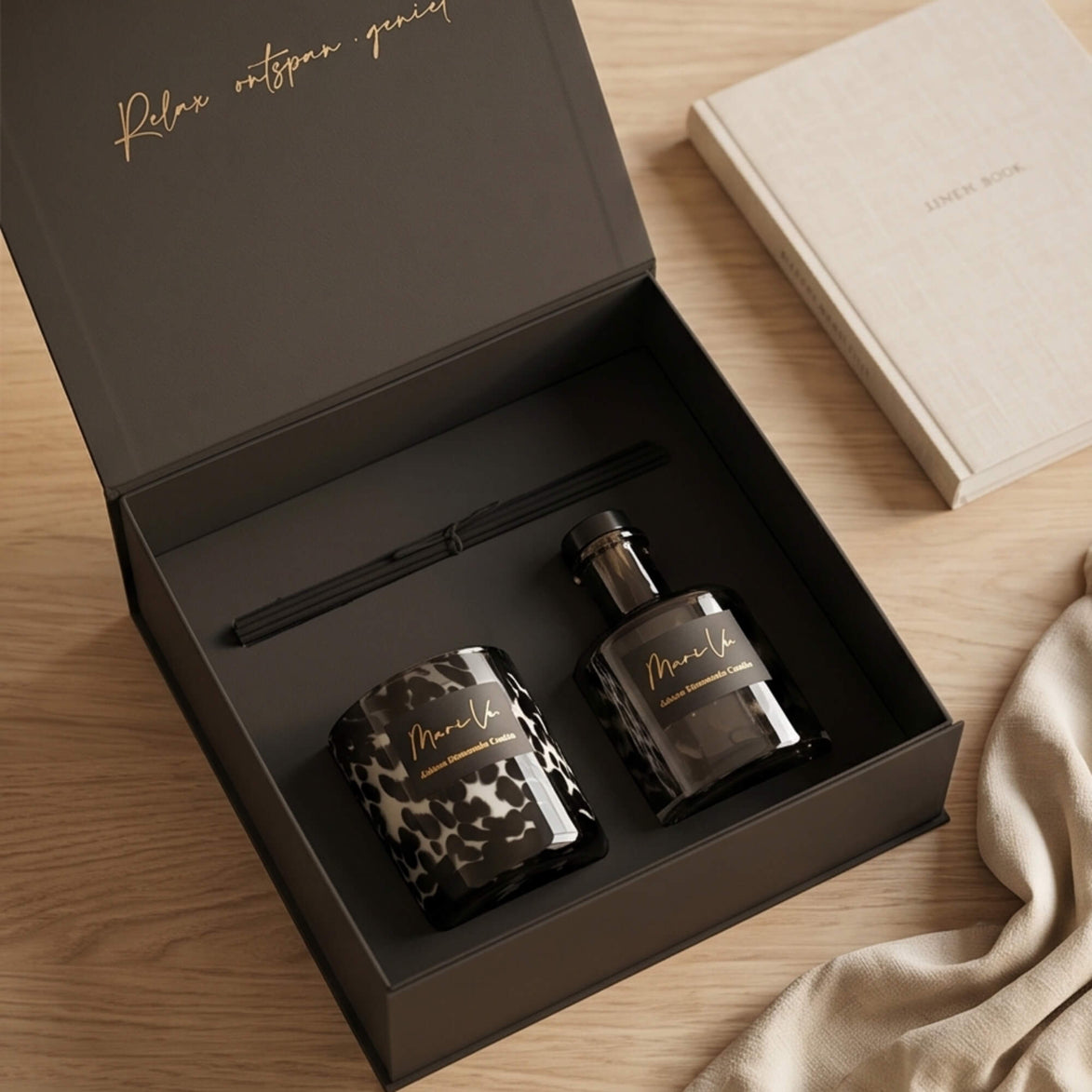 Coffret Cadeau Luxe Panthère – Fleur d'Oranger • Bougie Parfumée & Diffuseur