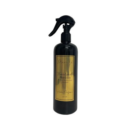 Mari-Ve® roomspray 500 ml – zwarte PET-fles met gouden label en spraykop, geur   Fluweelzachte pioenroos